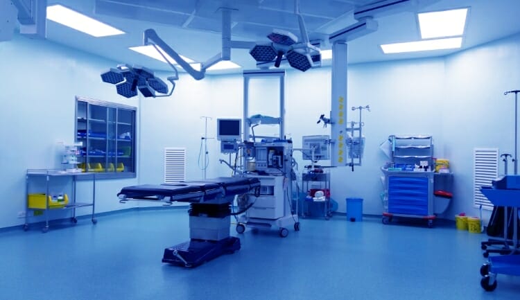 an empty operating theater fully equipped
