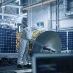 man in protective suit in aerospace