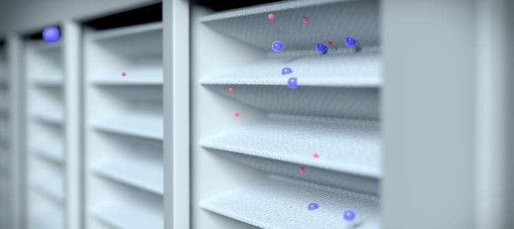 HEPA filter filtering out graphics of germs