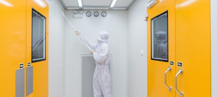 healthcare worker cleaning critical environment