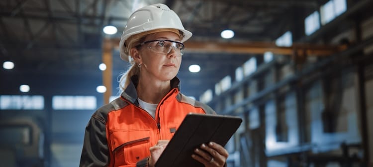 engineer working on tablet