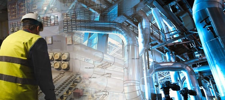 mechanical engineer with air distribution drawing