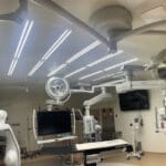 hospital room with ceiling hvac unit