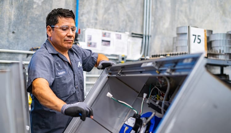 manufacturer working on custom air distribution system