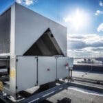 commercial ac unit on top of building