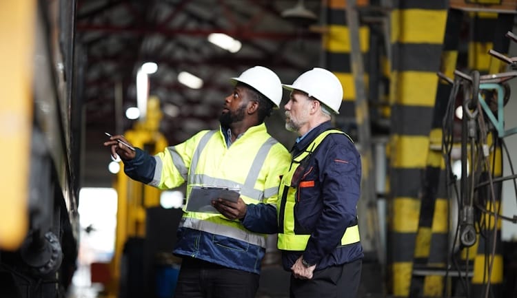 engineering team checking products